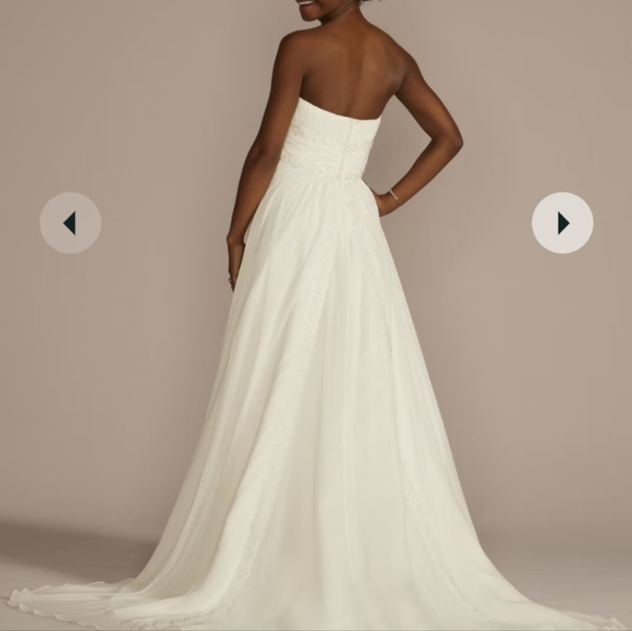 David's Bridal A-Line Chiffon Wedding Dress - Picture 3 of 6